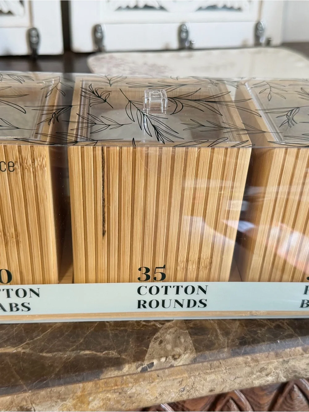 Natural Bamboo Cotton Rounds, q-tips and more Organizer. Brand new.